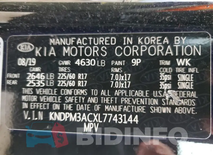 KNDPM3ACXL7743144 Photo# 14