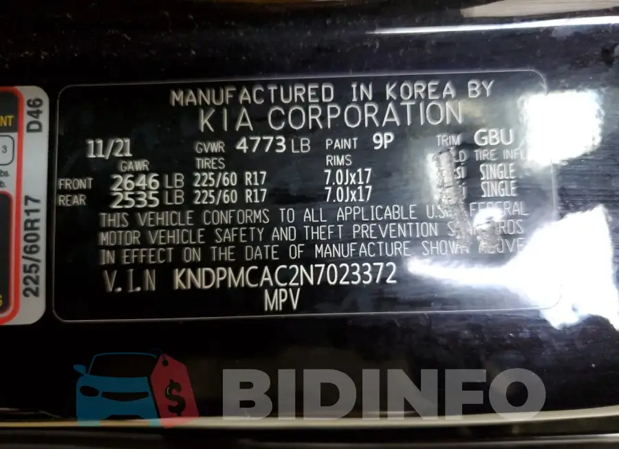 KNDPMCAC2N7023372 Photo# 12