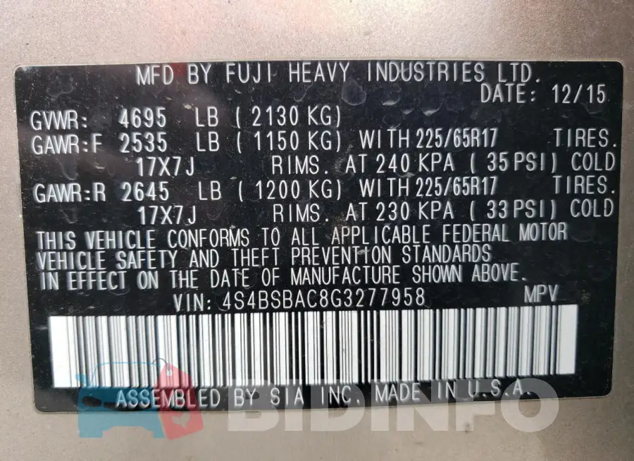 4S4BSBAC8G3277958 Photo# 13