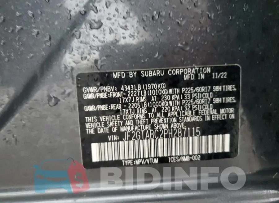JF2GTABC2PH287115 Photo# 13
