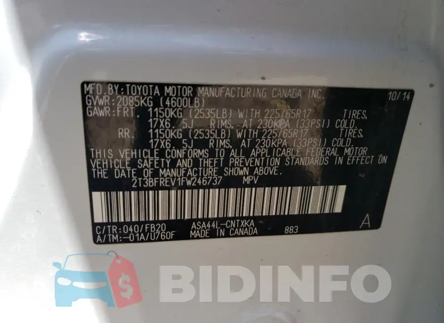 2T3BFREV1FW246737 Photo# 13