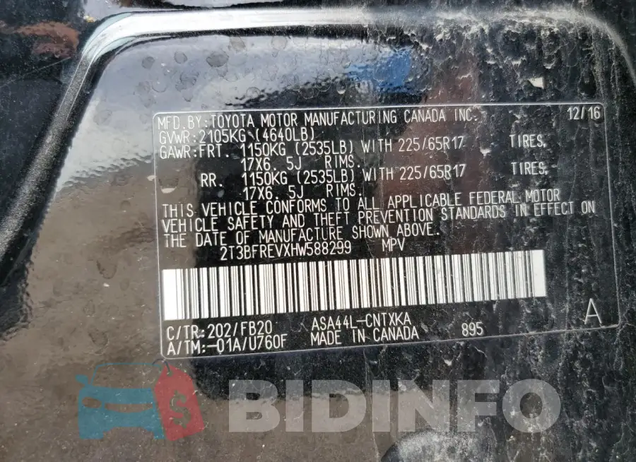 2T3BFREVXHW588299 Photo# 13