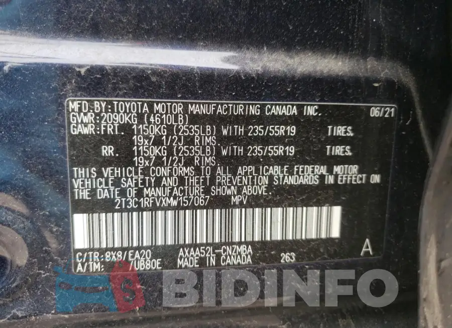 2T3C1RFVXMW157067 Photo# 12