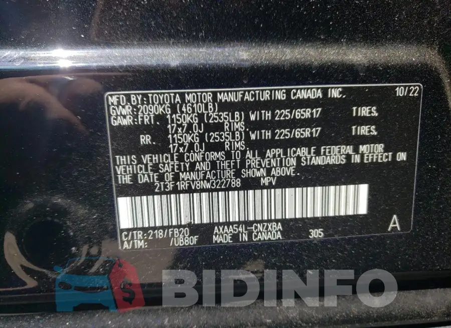 2T3F1RFV8NW322788 Photo# 13