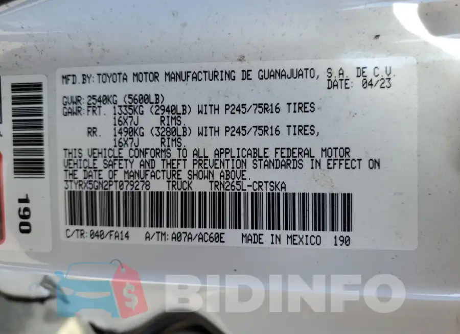 3TYRX5GN2PT079278 Photo# 12