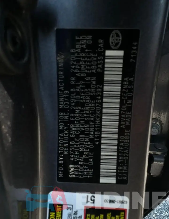 4T1B11HK2KU764392 Photo# 10