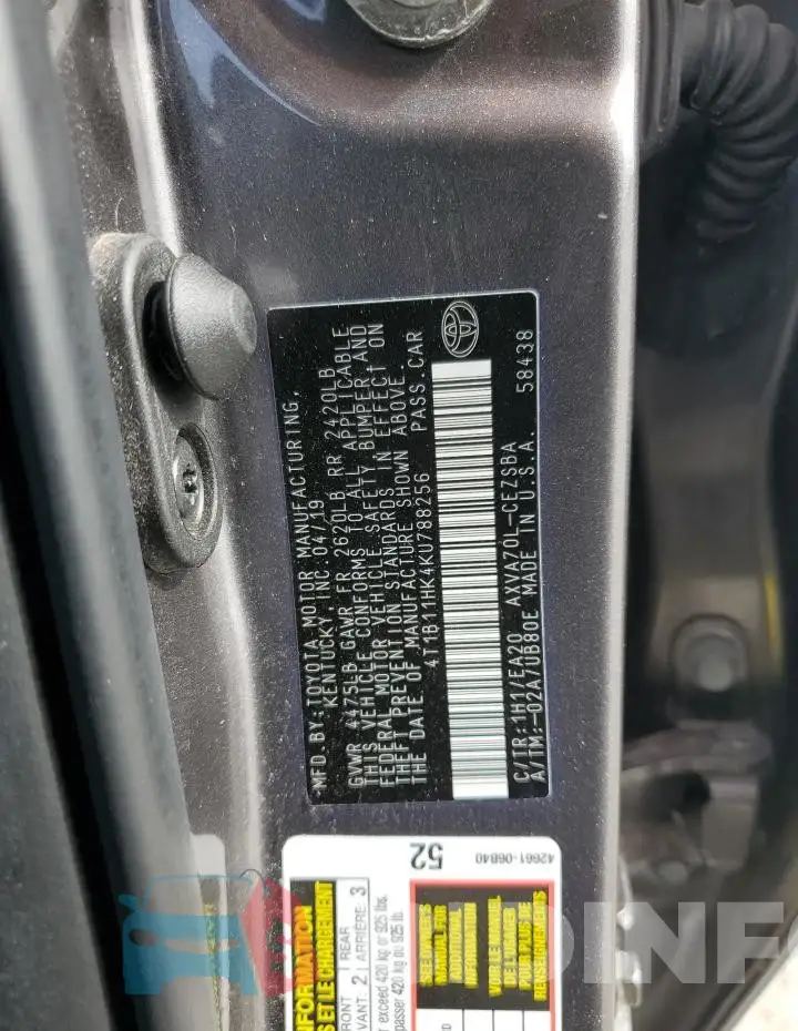 4T1B11HK4KU788256 Photo# 12