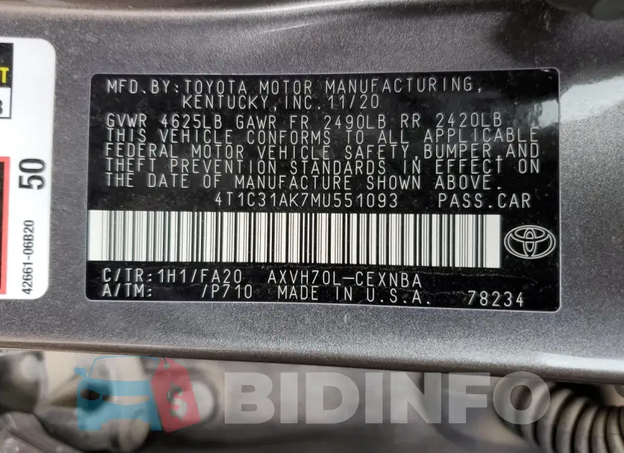 4T1C31AK7MU551093 Photo# 12