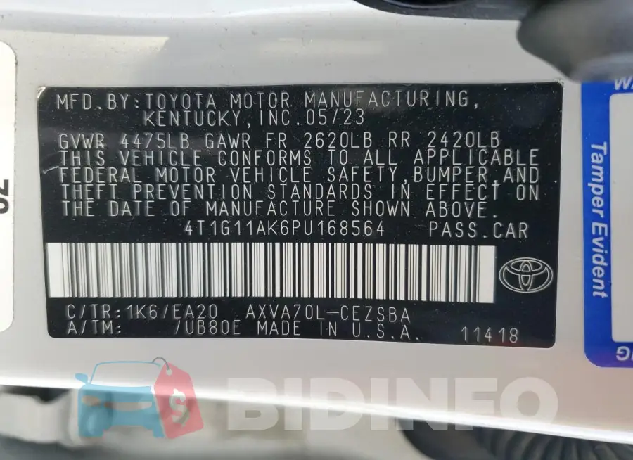 4T1G11AK6PU168564 Photo# 12