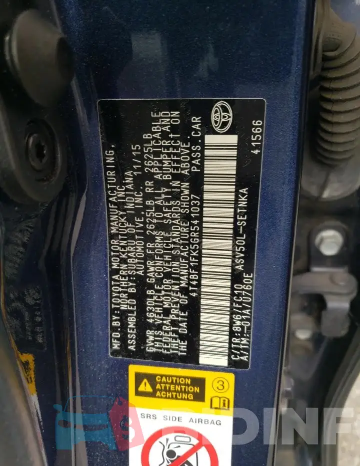4T4BF1FK5GR541037 Photo# 12