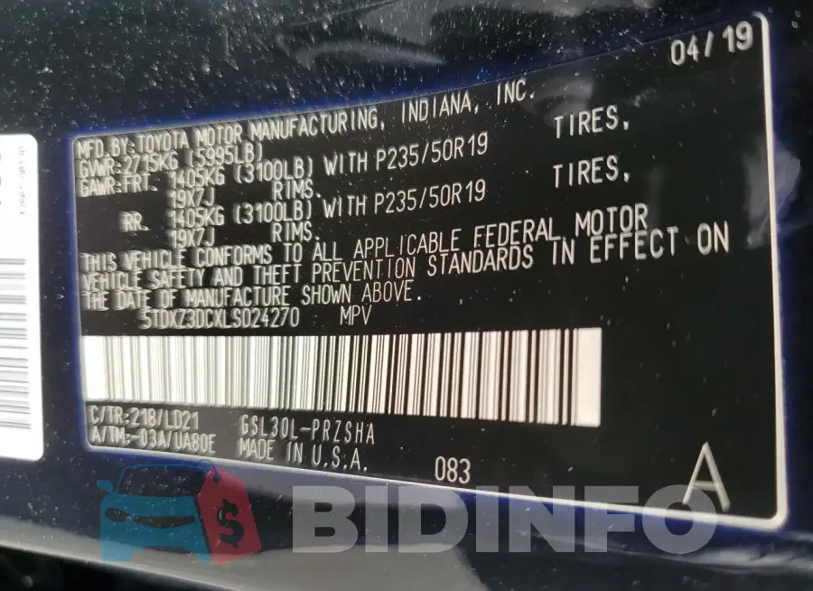 5TDXZ3DCXLS024270 Photo# 14