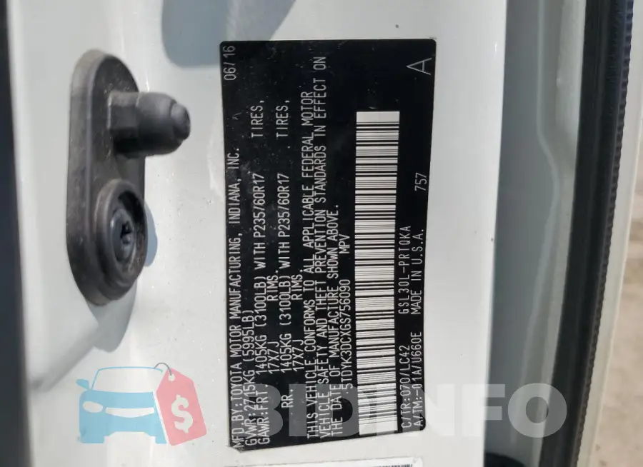 5TDYK3DCXGS756090 Photo# 13