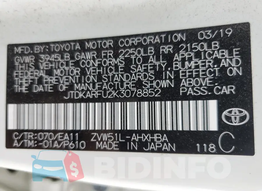 JTDKARFU2K3078852 Photo# 13