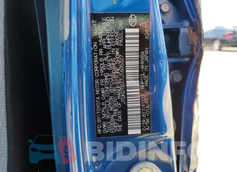 JTDKDTB37J1605327 Photo# 12