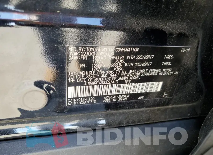 JTMRWRFV3KD027413 Photo# 13