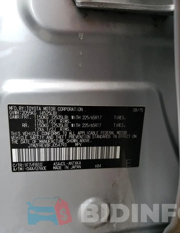 JTMZFREV8FJ054793 Photo# 13