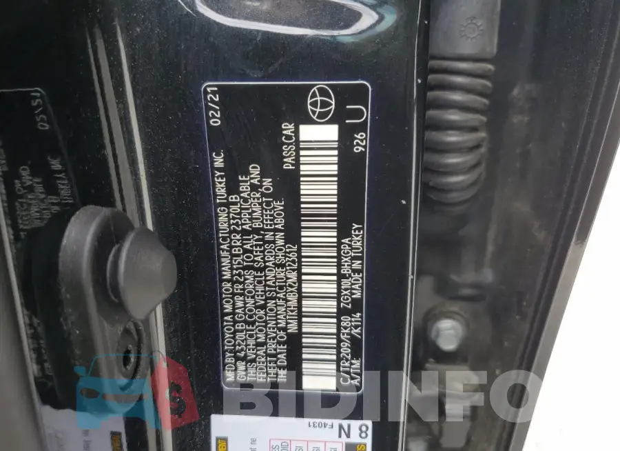 NMTKHMBX2MR123612 Photo# 14