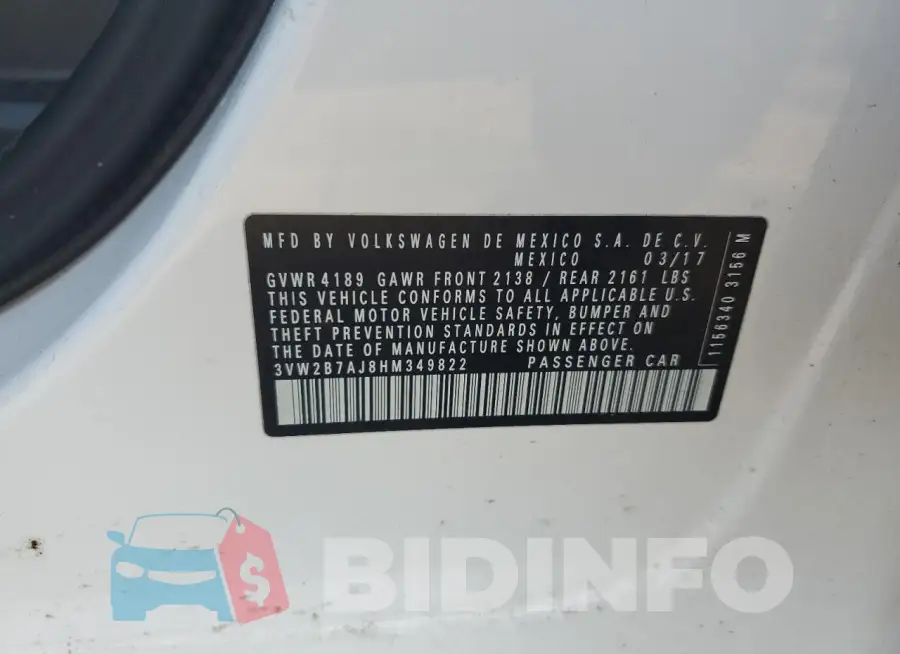 3VW2B7AJ8HM349822 Photo# 12