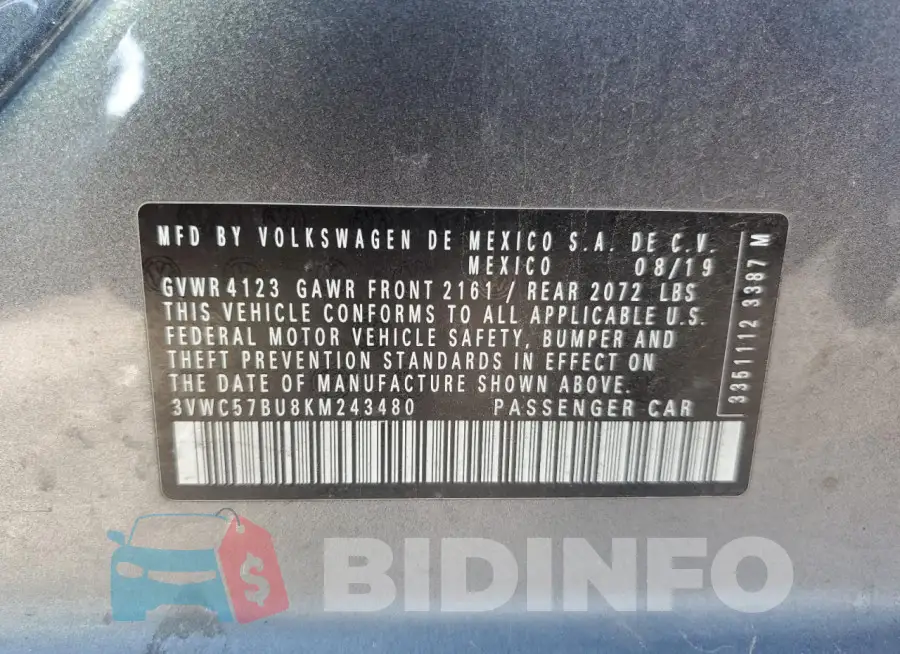 3VWC57BU8KM243480 Photo# 13