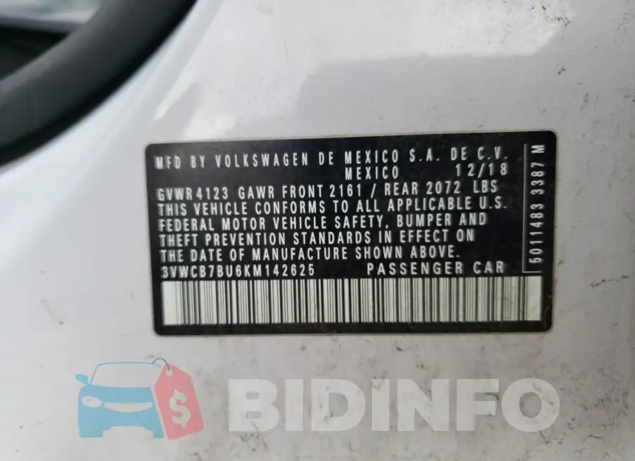 3VWCB7BU6KM142625 Photo# 12