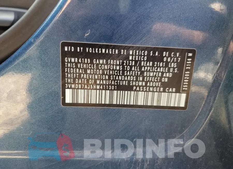 3VWDB7AJ5HM411301 Photo# 12