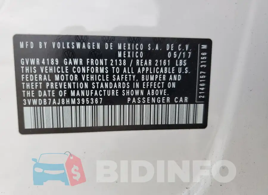 3VWDB7AJ8HM395367 Photo# 12