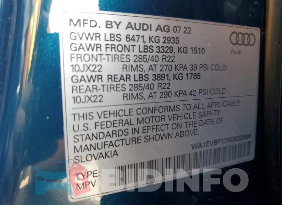 WA1EVBF17ND033588 Photo# 12