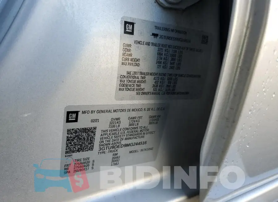 3GTU9DED9MG244516 Photo# 12