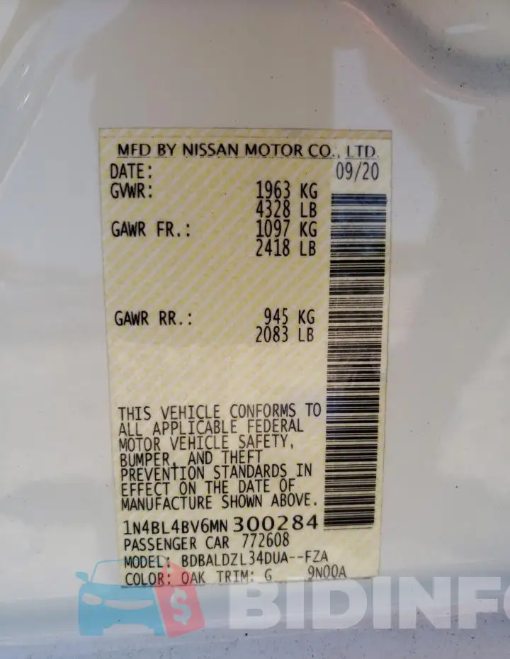 1N4BL4BV6MN300284 Photo# 12