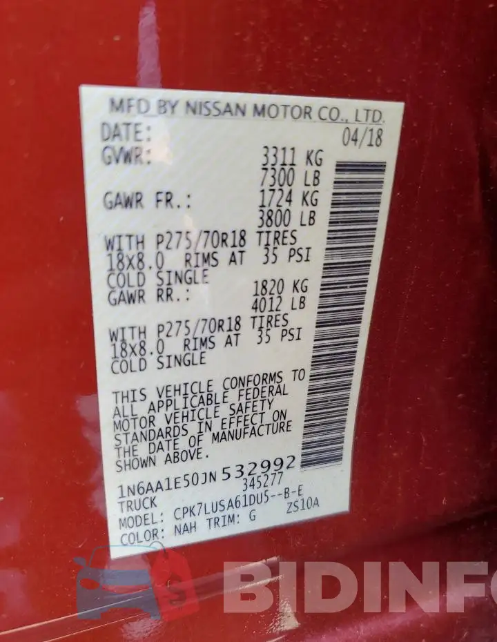 1N6AA1E50JN532992 Photo# 12