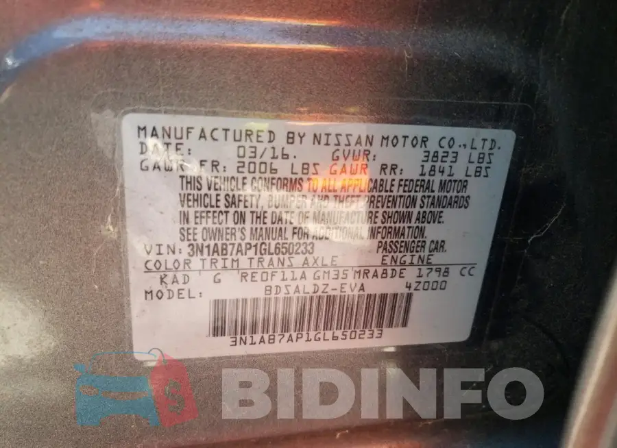 3N1AB7AP1GL650233 Photo# 12