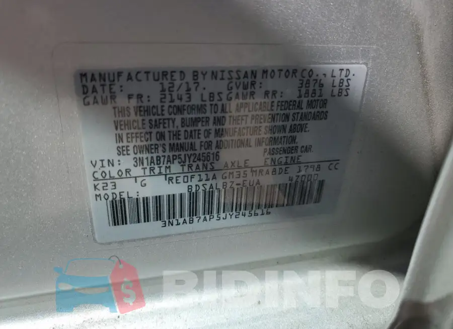 3N1AB7AP5JY245616 Photo# 12