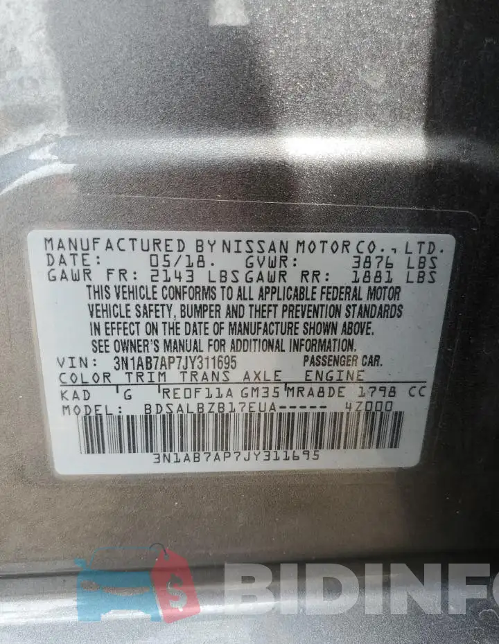 3N1AB7AP7JY311695 Photo# 12