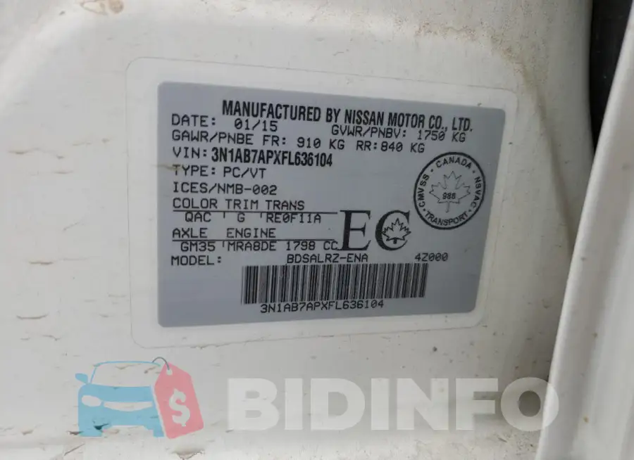 3N1AB7APXFL636104 Photo# 12