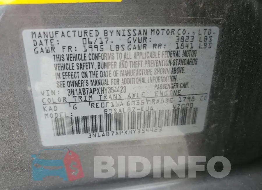 3N1AB7APXHY354423 Photo# 12