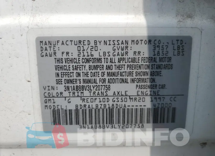 3N1AB8BV3LY207758 Photo# 12