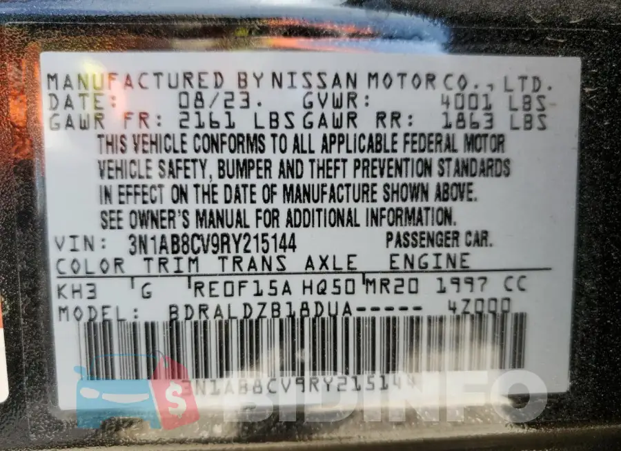 3N1AB8CV9RY215144 Photo# 13