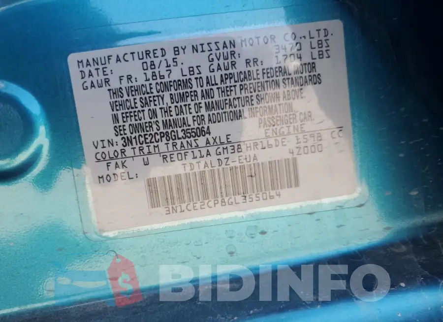 3N1CE2CP8GL355064 Photo# 12