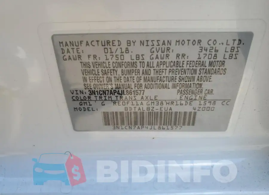 3N1CN7AP4JL861577 Photo# 13
