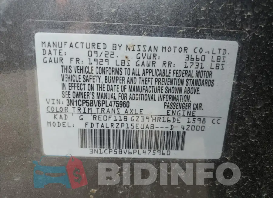 3N1CP5BV6PL475960 Photo# 12