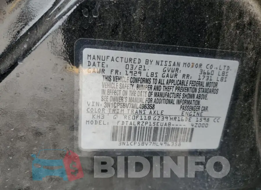 3N1CP5BV7ML496358 Photo# 12