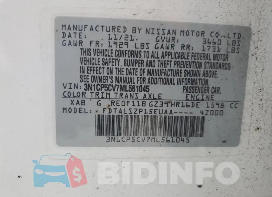 3N1CP5CV7ML561045 Photo# 12