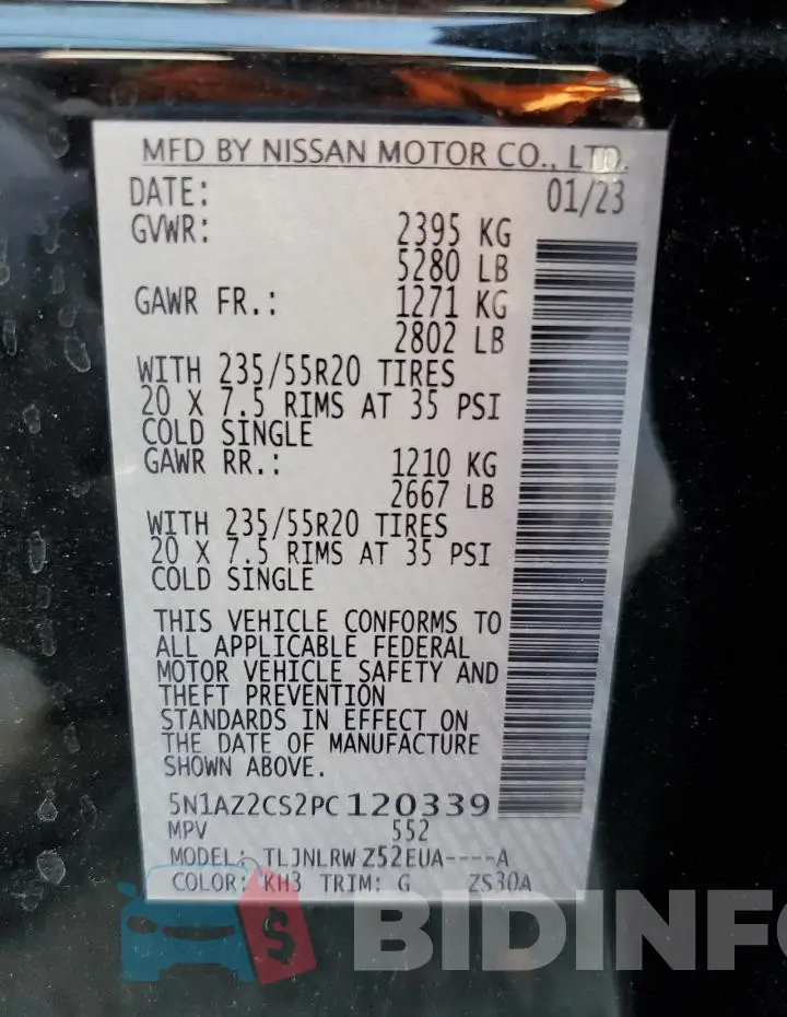 5N1AZ2CS2PC120339 Photo# 12