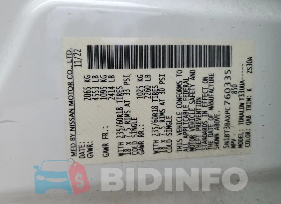 5N1BT3BAXPC760335 Photo# 13