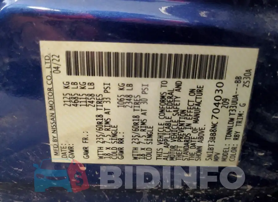 5N1BT3BB8NC704030 Photo# 14