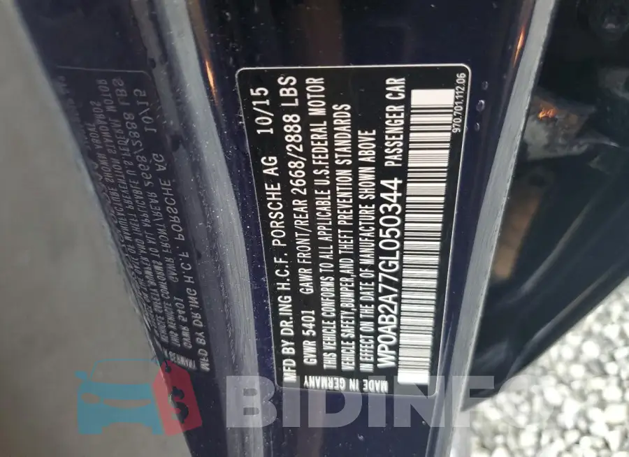 WP0AB2A77GL050344 Photo# 12