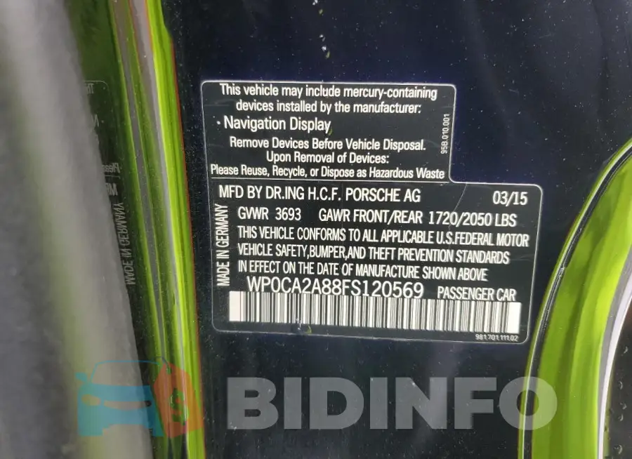 WP0CA2A88FS120569 Photo# 13