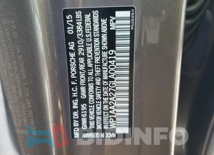 WP1AA2A27GLA00419 Photo# 12