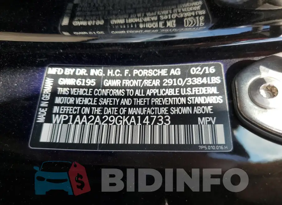 WP1AA2A29GKA14733 Photo# 12