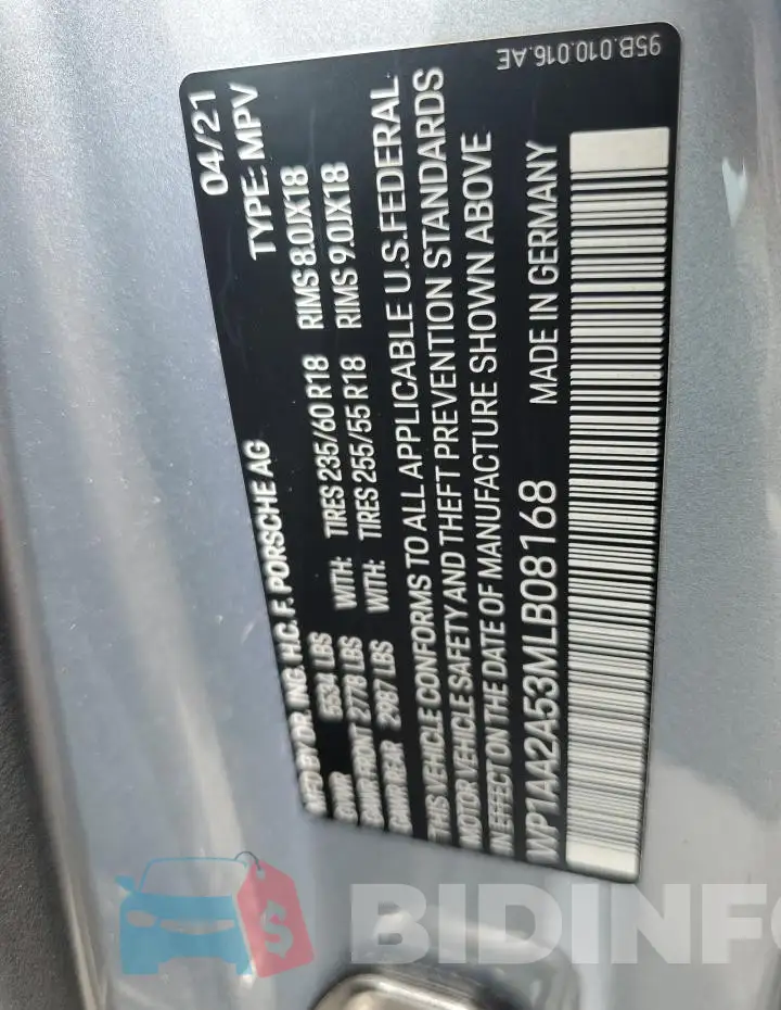 WP1AA2A53MLB08168 Photo# 13
